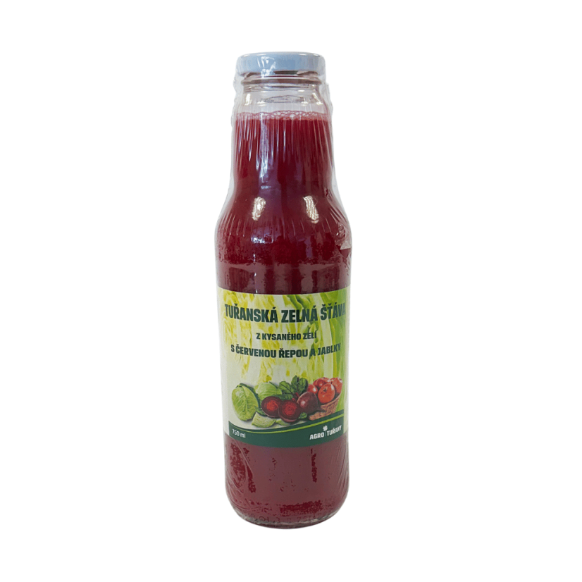 Tuřanská zelná šťáva z kysaného zelí, jablečné šťávy a šťávy z červené řepy 750ml