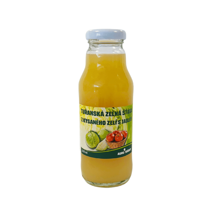 Tuřanská zelná šťáva z kysaného zelí a jablečné šťávy 300ml Tuřanská zelná šťáva z kysaného zelí a jablečné šťávy 300ml